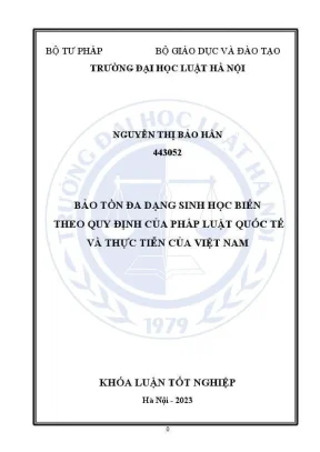 Khoá luận tốt nghiệp bảo tồn đa dạng sinh học biển theo quy định của pháp luật quốc tế và thực tiễn của việt nam