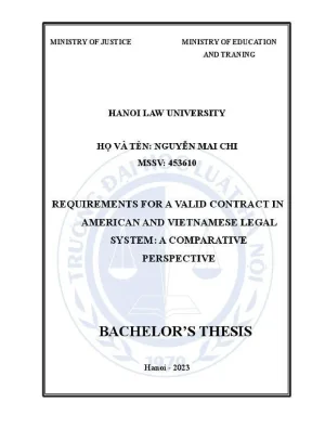 Khoá luận tốt nghiệp requirement for a valid contract in american and vietnamese legal system