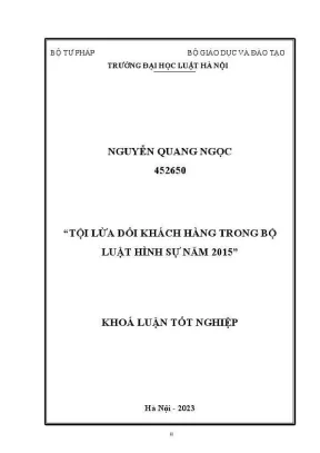 Khoá luận tốt nghiệp tội lừa dối khách hàng trong bộ luật hình sự năm 2015