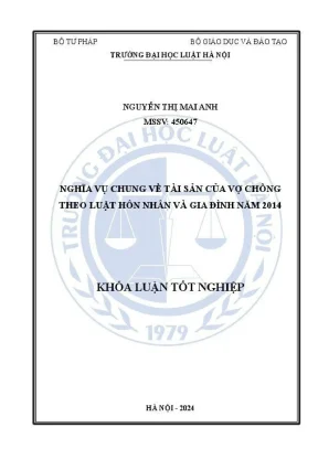 Khoá luận tốt nghiệp nghĩa vụ chung về tài sản của vợ chồng theo luật hôn nhân và gia đình năm 2014
