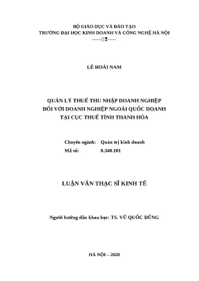 Luận văn thạc sĩ hubt thuế thu nhập doanh nghiệp đối với doanh nghiệp ngoài quốc doanh tại cục thuế tỉnh thanh hóa