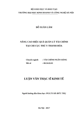 Luận văn thạc sĩ hubt nâng cao hiệu quả quản lý tài chính tại chi cục thú y thanh hóa