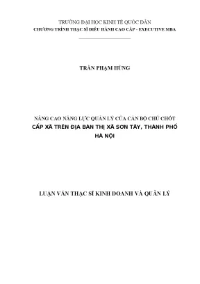 Luận văn thạc sỹ kinh doanh và quản lý nâng cao năng lực quản lý của cán bộ chủ chốt cấp xã trên địa bàn thị xã sơn tây thành phố hà nội