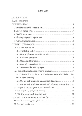 Luận văn thạc sĩ ảnh hưởng của quảng cáo bằng video đến quyết định chọn điểm đến làng gốm bát tràng của khách du lịch