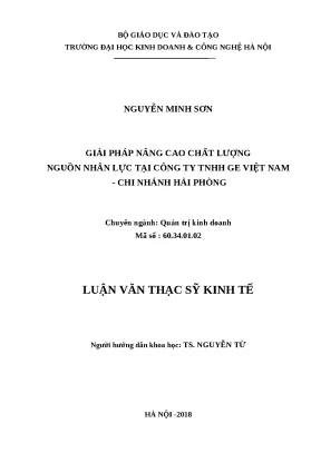 Luận văn thạc sĩ hubt chất lượng nguồn nhân lực tại công ty tnhh ge việt nam chi nhánh hải phòng