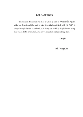 Luận văn tốt nghiệp phát triển nguồn nhân lực doanh nghiệp nhỏ và vừa trên địa bàn thành phố hà nội