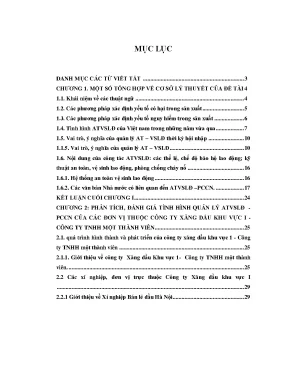 Luận văn một số giải pháp nâng cao công tác an toàn vệ sinh lao động và phòng chống cháy nổ tại công ty xăng dầu khu vực 1 công ty tnhh một thành viên
