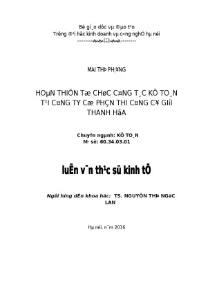 Luận văn thạc sĩ hubt tổ chức công tác kế toán tại công ty cổ phần thi công cơ giới thanh hóa