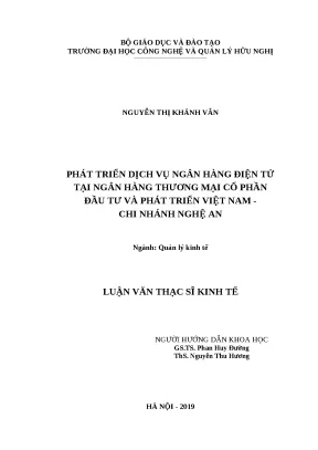 Luận văn thạc sĩ hubt dịch vụ ngân hàng điện tử tại ngân hàng thương mại cổ phần đầu tư và phát triển việt nam chi nhánh nghệ an