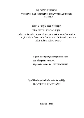 Luận văn tốt nghiệp công tác đào tạo và phát triển nguồn nhân lực của công ty cổ phần tư vấn đầu tư và xây lắp thăng long