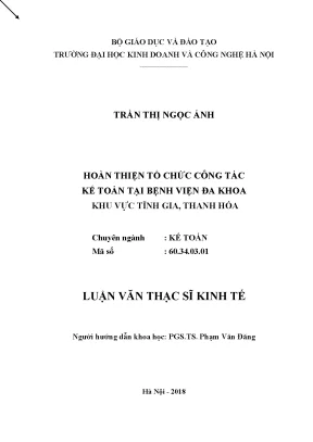 Luận văn thạc sĩ hubt hoàn thiện tổ chức công tác kế toán tại bệnh viện đa khoa khu vực tĩnh gia thanh hóa