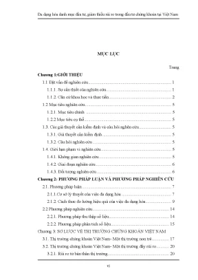 Luận văn đa dạng hóa danh mục đầu tư giảm thiểu rủi ro trong đầu tư chứng khoán tại việt nam