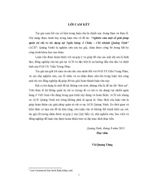 Luận văn nghiên cứu một số giải pháp quản trị rủi ro tín dụng tại ngân hàng á châu chi nhánh quảng ninh