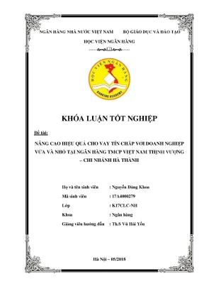 Luận văn tốt nghiệp hiệu quả cho vay tín chấp với doanh nghiệp vừa và nhỏ tại ngân hàng tmcp việt nam thịnh vượng chi nhánh hà thành