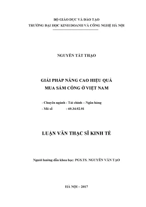 Luận văn thạc sĩ hubt giải pháp nâng cao hiệu quả mua sắm công ở việt nam