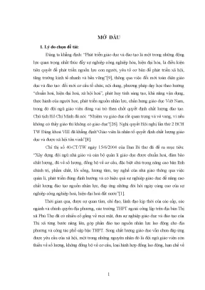 Luận văn quản lý giáo dục phát triển đội ngũ giáo viên của hiệu trưởng các trường thpt ngoài công lập thị xã phú thọ tỉnh phú thọ