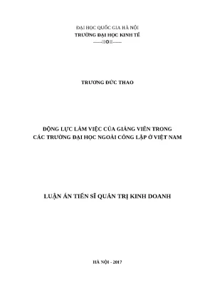Luận văn thạc sĩ động lực làm việc của giảng viên trong các trường đại học ngoài công lập ở việt nam