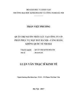 Luận văn thạc sĩ hubt quản trị nguồn nhân lực tại công ty cổ phần phục vụ mặt đất hà nội cảng hàng không quốc tế nội bài