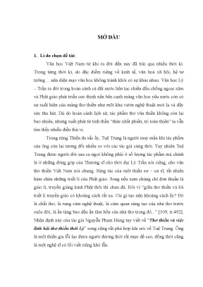 Luận văn những đóng góp của tuệ trung thượng sĩ cho thơ thiền việt nam
