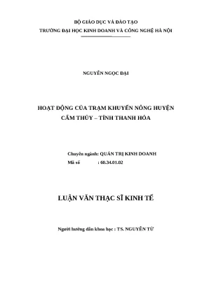 Luận văn thạc sĩ hubt hoạt động của trạm khuyến nông huyện cẩm thủy tỉnh thanh hóa
