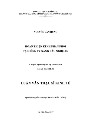 Luận văn thạc sĩ hubt hoàn thiện kênh phân phối tại công ty xăng dầu nghệ an