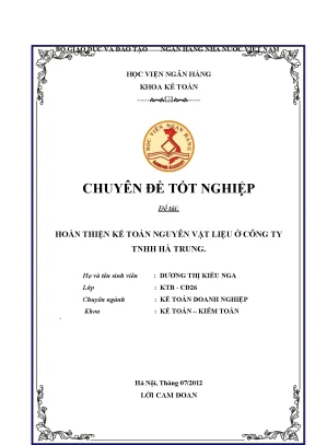 Luận văn tốt nghiệp hoàn thiện kế toán nguyên vật liệu ở công ty tnhh hà trung