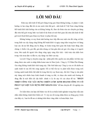 Luận văn một số giải pháp nhằm hoàn thiện công tác xây dựng chiến lược kinh doanh công ty cổ phần vật liệu xây dựng phú khang gia