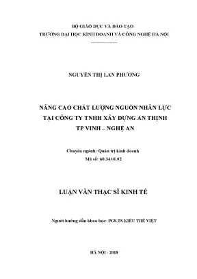 Luận văn thạc sĩ hubt nâng cao chất lượng nguồn nhân lực tại công ty tnhh xây dựng an thịnh tp vinh nghệ an