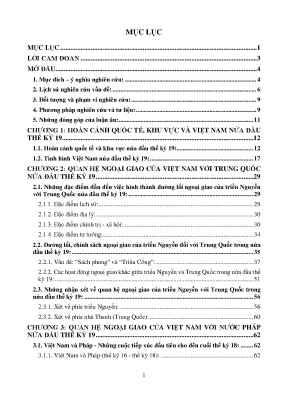 Luận văn quan hệ ngoại giao của triều nguyễn nửa đầu thế kỉ 19