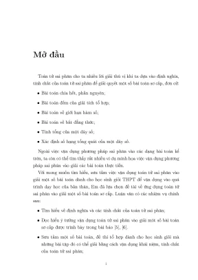 Luận văn toán tử sai phân và ứng dụng vào giải toán sơ cấp