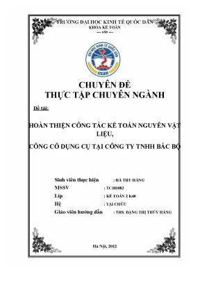 Luận văn tốt nghiệp hoàn thiện công tác kế toán nguyên vật liệu công cụ dụng cụ tại công ty tnhh bắc bộ