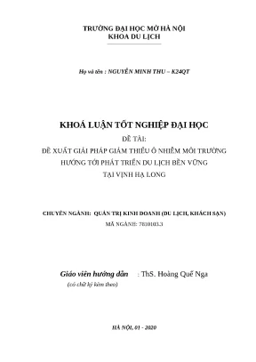 Luận văn tốt nghiệp giải pháp giảm thiểu ô nhiễm môi trường hướng tới phát triển du lịch bền vững tại vịnh hạ long