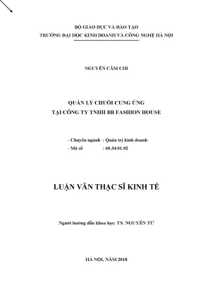 Luận văn thạc sĩ hubt quản lý chuỗi cung ứng tại công ty tnhh bb fashion house
