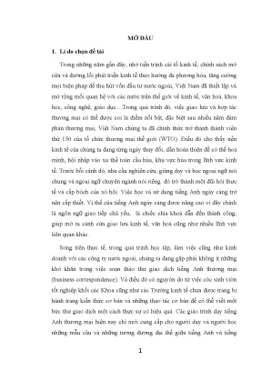 Luận văn đại học ngoại thương khảo sát kiểu câu ngôi xưng hô tình thái trong thư từ giao dịch tiếng anh thương mại trên dữ liệu tiếng anh đối chiếu với tiếng việt