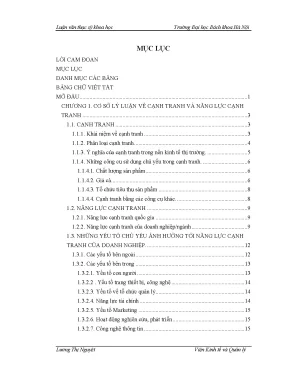 Luận văn giải pháp nâng cao năng lực cạnh tranh tại công ty trách nhiệm hữu hạn một thành viên nước khoáng và thương mại dịch vụ quảng ninh