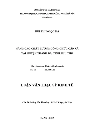 Luận văn thạc sĩ hubt chất lượng công chức cấp xã tại huyện thanh ba tỉnh phú thọ