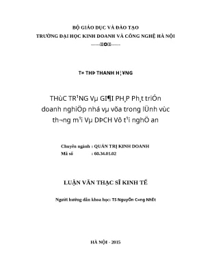 Luận văn thạc sĩ kinh tế thực trạng và giải pháp phát triển doanh nghiệp nhỏ và vừa trong lĩnh vực thương mại và dịch vụ tại nghệ an