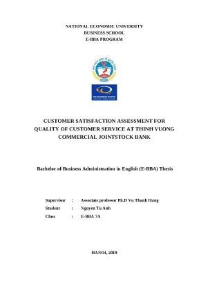 Luận văn thạc sĩ tiếng anh customer satisfaction assessment for quality of customer service at thinh vuong commercial jointstock bank