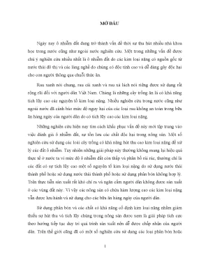 Luận văn tốt nghiệp nghiên cứu sự hút thu cu pb zn và tìm hiểu khả năng sử dụng phân bón để giảm thiểu sự tích lũy chúng trong rau cải xanh và rau xà lách