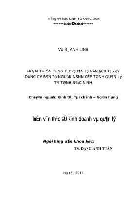 Luận văn thạc sĩ hoàn thiện công tác quản lý vốn đầu tư xây dựng cơ bản nguồn nsnn cấp tỉnh quản lý tại tỉnh bắc ninh