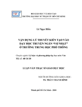 Luận văn vận dụng lý thuyết kiến tạo vào dạy học truyện ngắn vợ nhặt ở trường trung học phổ thông