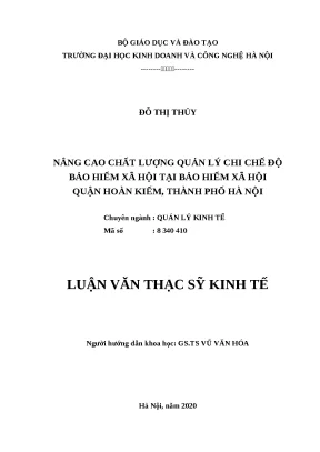 Luận văn thạc sĩ hubt quản lý chi chế độ bảo hiểm xã hội tại bảo hiểm xã hội quận hoàn kiếm thành phố hà nội