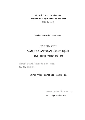 Luận văn nghiên cứu văn hóa an toàn người bệnh tại bệnh viện từ dũ