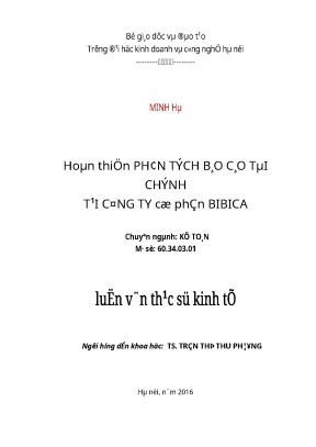 Luận văn thạc sĩ hoàn thiện phân tích báo cáo tài chính tại công ty cổ phần bibica
