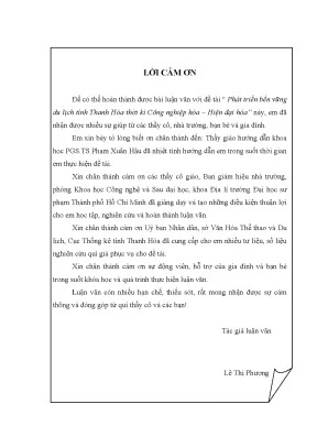 Luận văn phát triển bền vững du lịch tỉnh thanh hóa