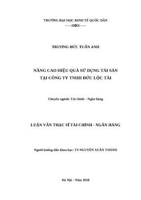 Luận văn thạc sĩ hiệu quả sử dụng tài sản tại công ty tnhh đức lộc tài
