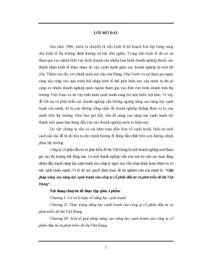 Luận văn giải pháp nâng cao năng lực cạnh tranh của công ty cổ phần đầu tư và phát triển đô thị việt hưng