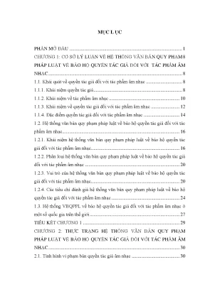 Luận văn hoàn thiện hệ thống văn bản quy phạm pháp luật về bảo hộ quyền tác giả đối với tác phẩm âm nhạc