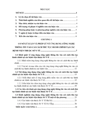 Luận văn ứng dụng công nghệ thông tin vào cải cách thủ tục hành chính tại các bệnh viện thuộc sở y tế thành phố hồ chí minh