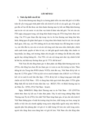 Luận văn tác động của hiệp định thương mại tự do việt nam eu evfta đến ngành nông sản việt nam